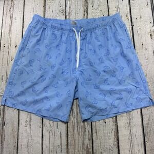 Bear Bottom Men's XXL Lined 7'' Inseam Swim Trunks Shorts Blue Fish Print